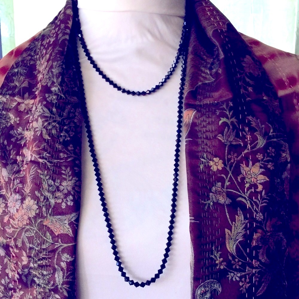 Vintage Swarovsky 48” long black Bicone necklace - Picture 3 of 9